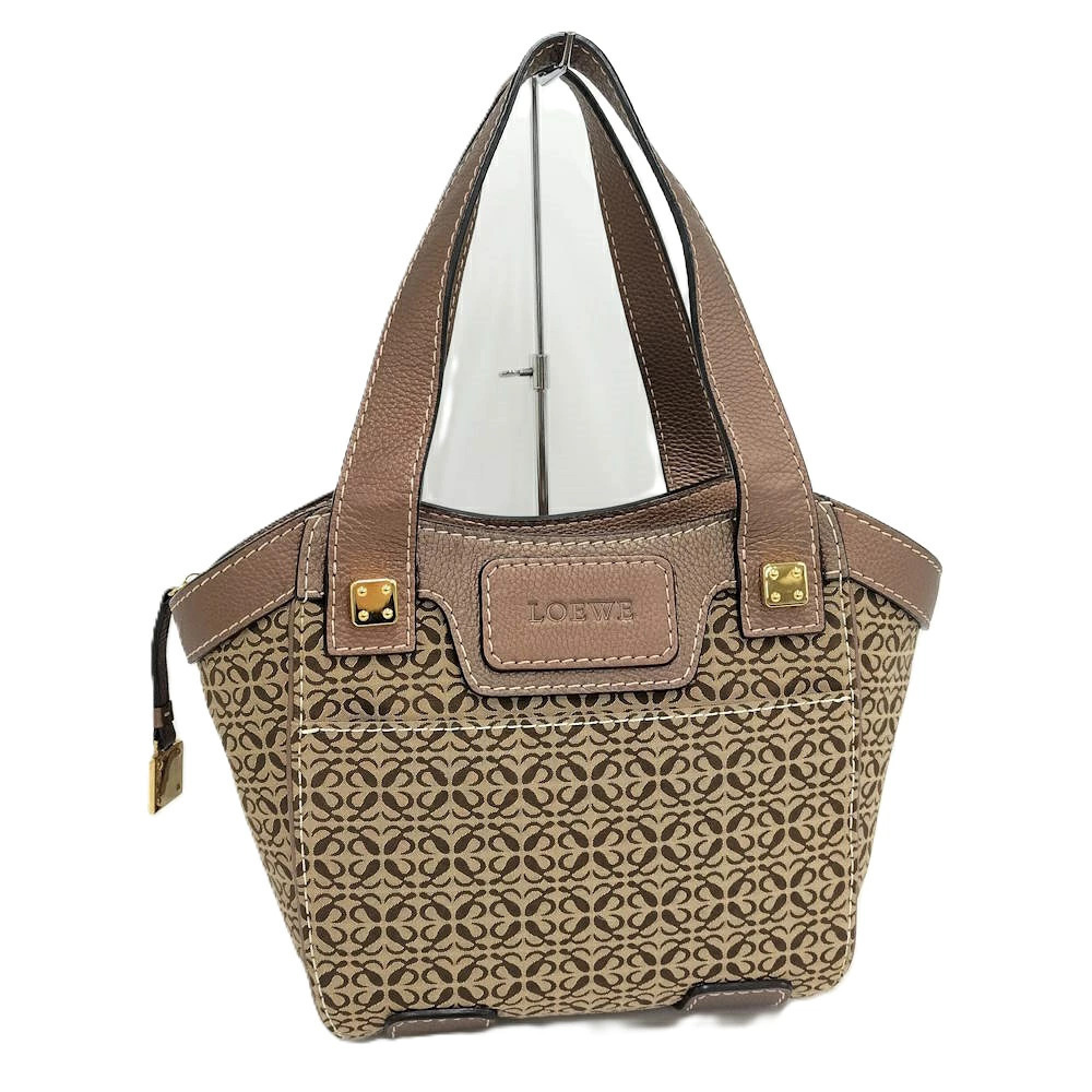 Loewe Anagram Handbag Leather Canvas Brown